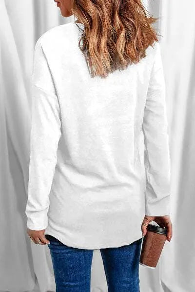Sequin V-Neck Long Sleeve T-Shirt Women's T-Shirts - Tophatter Daily Deals